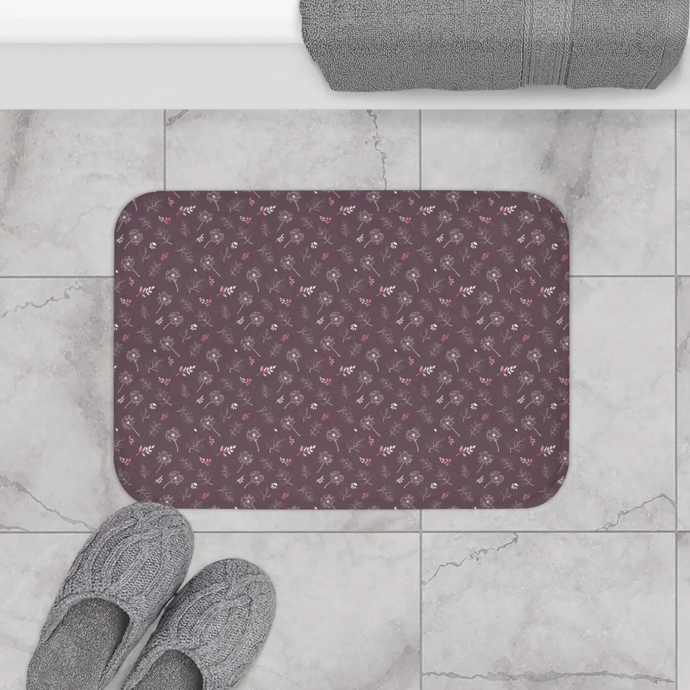 Mauve Bath Mat Dandelion Bathroom Decor Microfiber Dipaliz